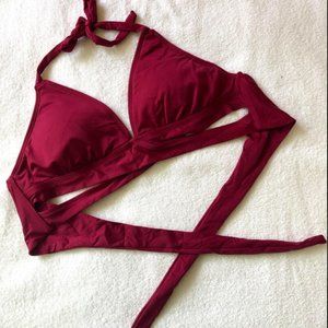Plum criss-cross strap bikini top